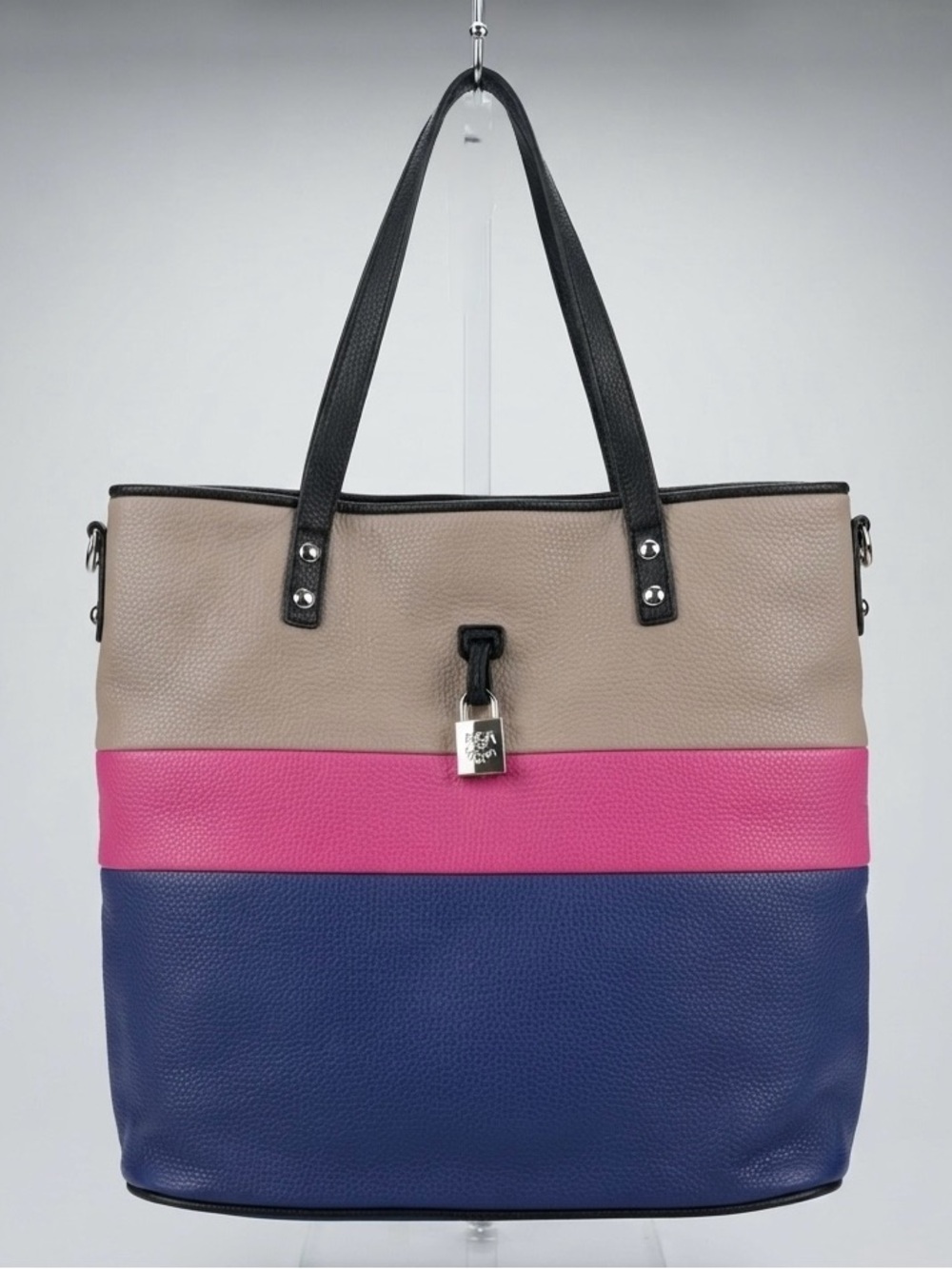 Jessica Simpson Colorblock Tote Bag Pebbled Faux Leather XL Handbag JS4321